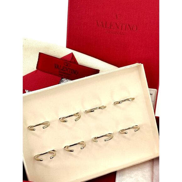 VALENTINO GARAVANI 8-Piece Goldtone Live Life Ring Set New in Box - Picture 10 of 12